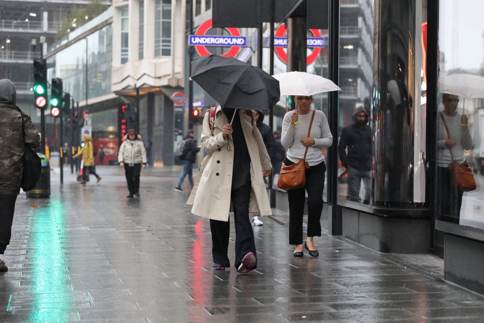 Londoners battled through the rain on Monday morning