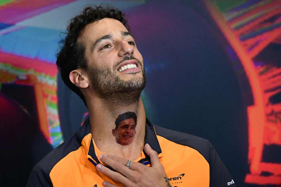 Daniel Ricciardo has shown off a bizarre Lando Norris tattoo