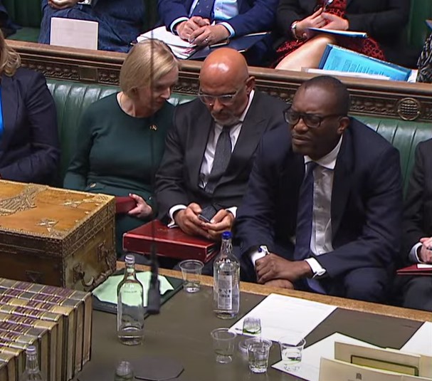 The moment Nadhim Zahawi briefed Liz Truss about the Queen in the Commons