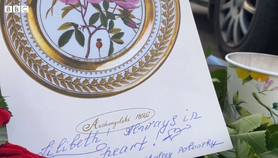 Flowers and notes have been left outside the British Embassy in Moscow this morning