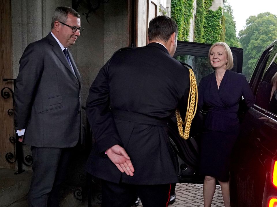 Liz Truss arrives at Balmoral Castle where she was invited to form a government by the Queen