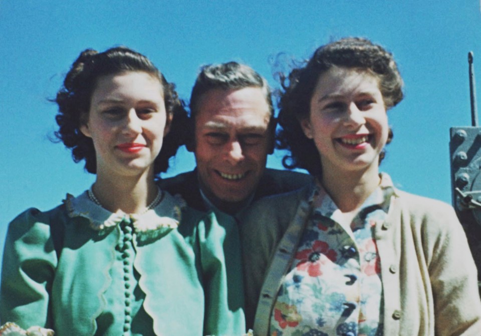 Princesses Elizabeth and Margaret with their father, King George VI