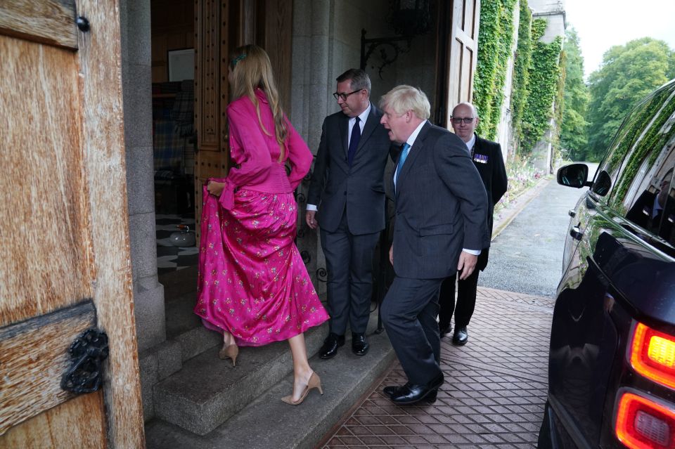 Boris and Carrie Johnson arrive at Balmoral castle, where the ex-PM formally resigned