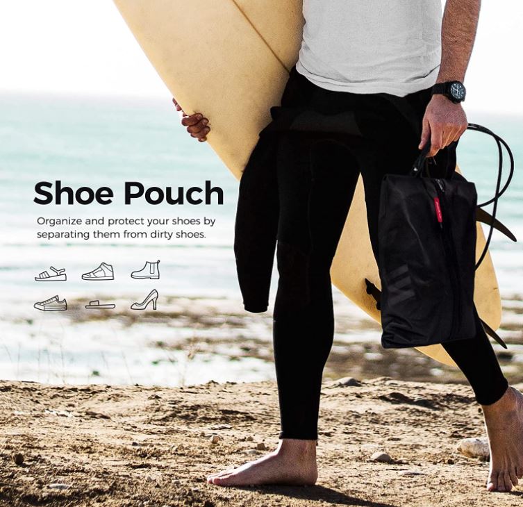 The pouch can be used for sandy or dirty shoes that have to go back in your suitcase