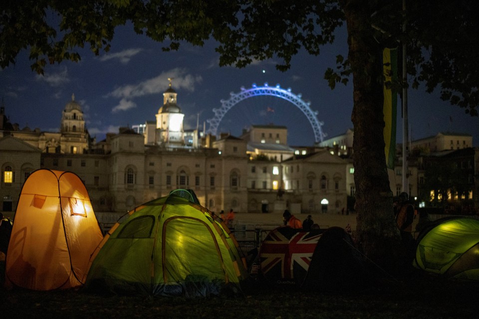 Tents line the streets ahead of the funeral for Britain's longest-reigning monarch