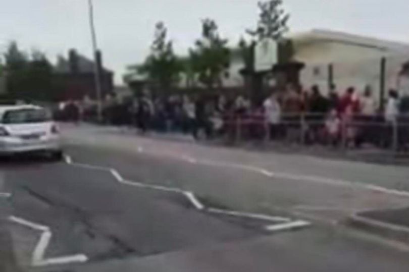 Parents were told to drop their kids along a main road next to the school in Nottinghamshire