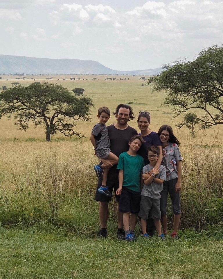 Edith Lemay and Sebastien Pelletier with their children Mia, 12, Leo, 9, Colin, 7, and Laurent, 5