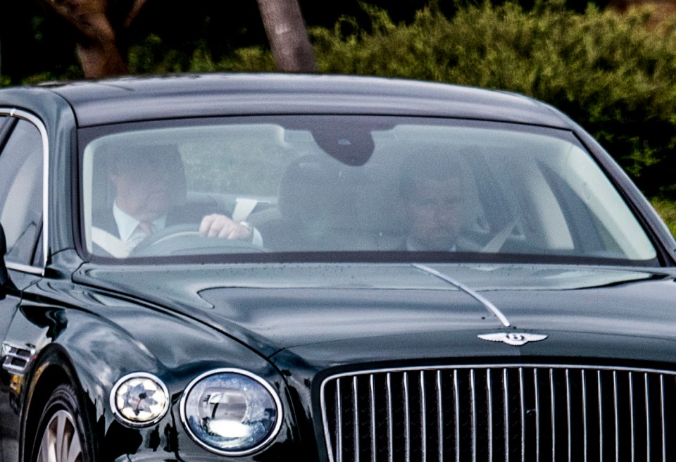 Prince Andrew arrives at RAF Northolt in his Bentley