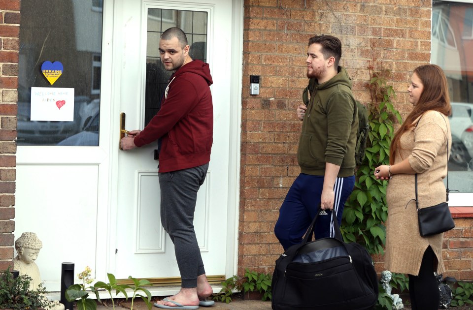 He was followed by his family as he went inside his home