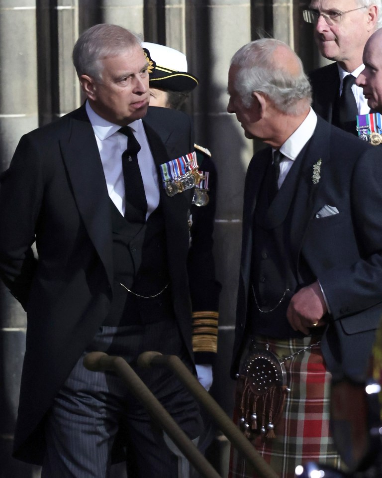 Prince Andrew and the King were seen talking after the vigil