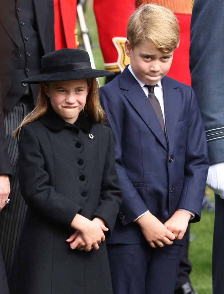 Princess Charlotte and Prince George watching the state funeral unfold