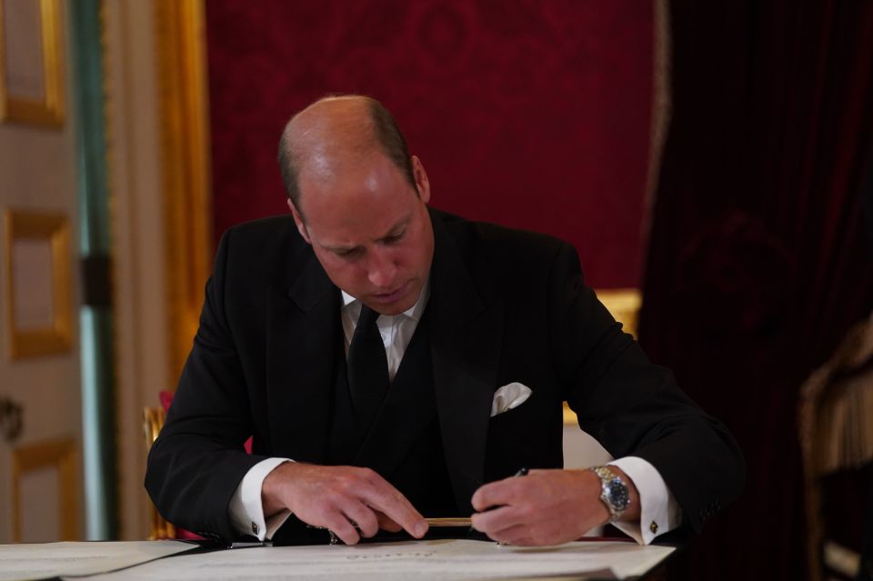 Prince William signs the proclamation today