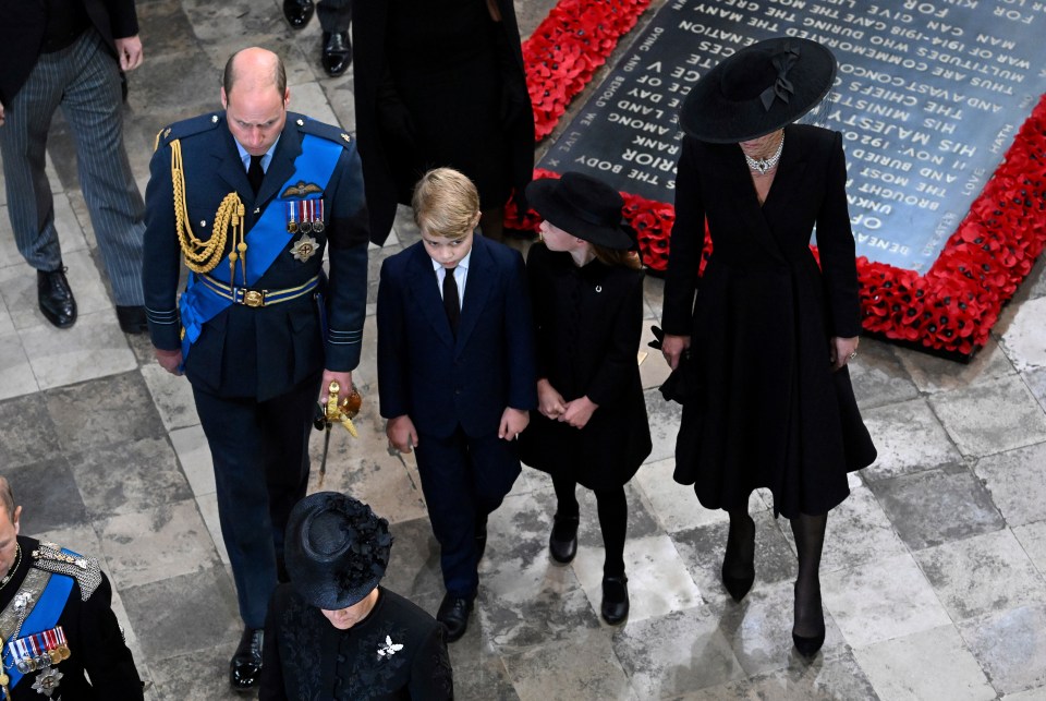 They also walked behind the coffin as they left Westminster Abbey following the funeral