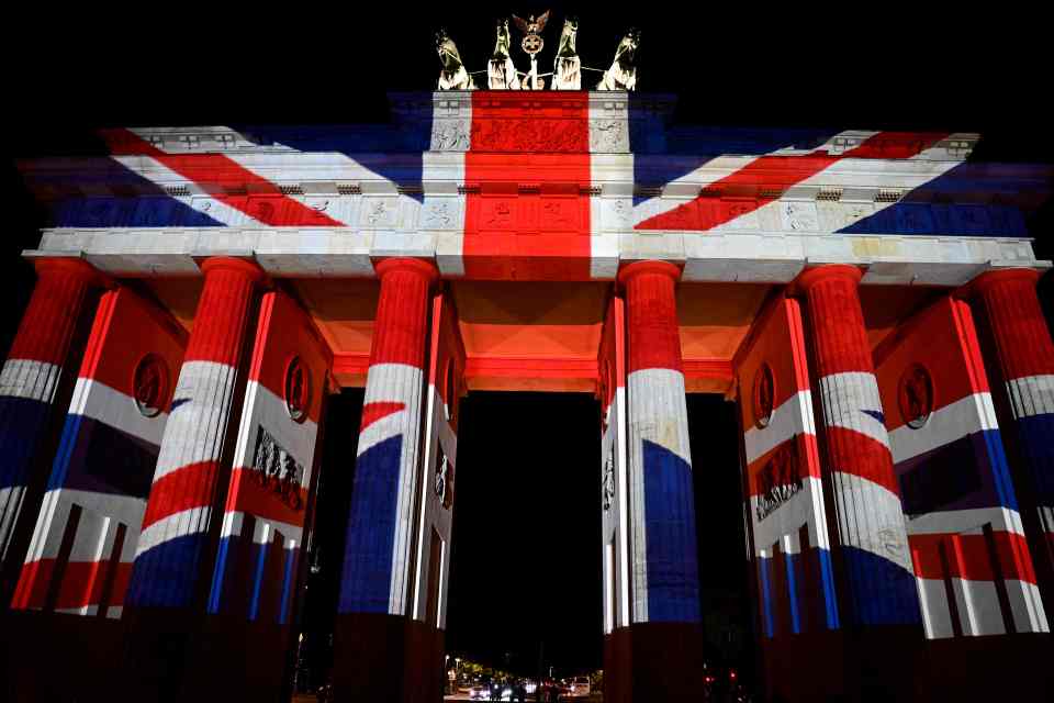 The Brandenburg Gate in Berlin was illuminated in the colours of the Union Jack to pay tribute.