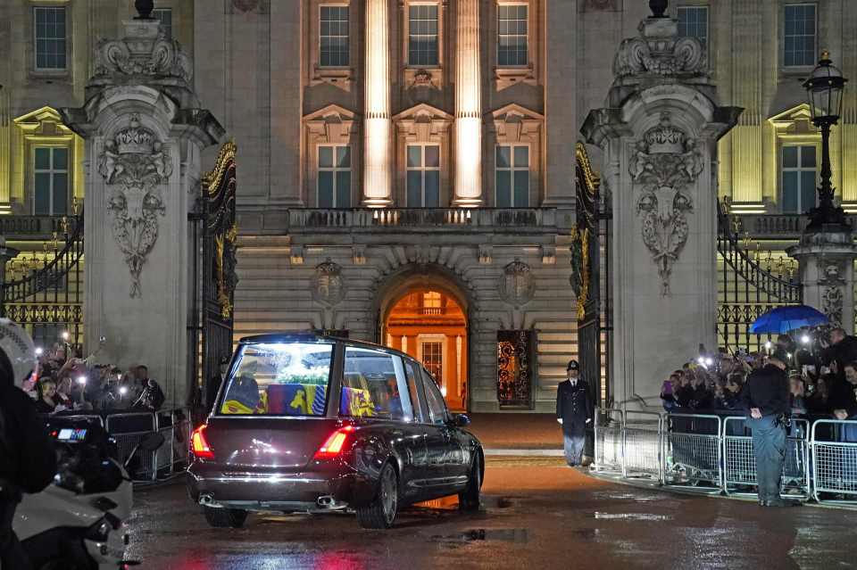 The Queen's coffin arrived back at Buckingham Palace on Tuesday evening