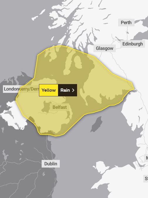 The Met Office has issued the above yellow warning for the whole of Saturday