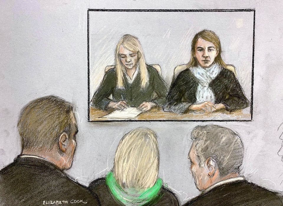 Court sketch of Harry Dunn's family watching proceedings at Westminster Magistrates' Court