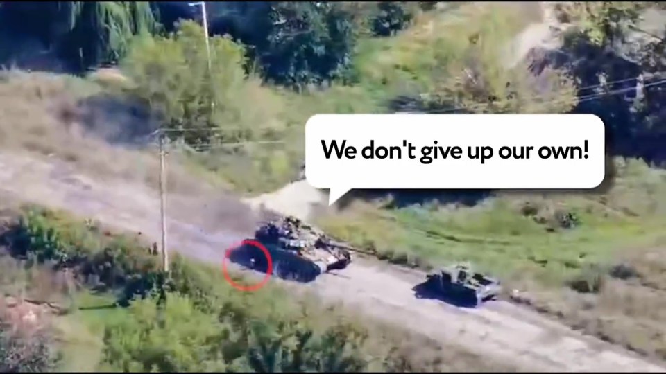 Ukrainian armed forces mocked the Russians in the video after the tank fled