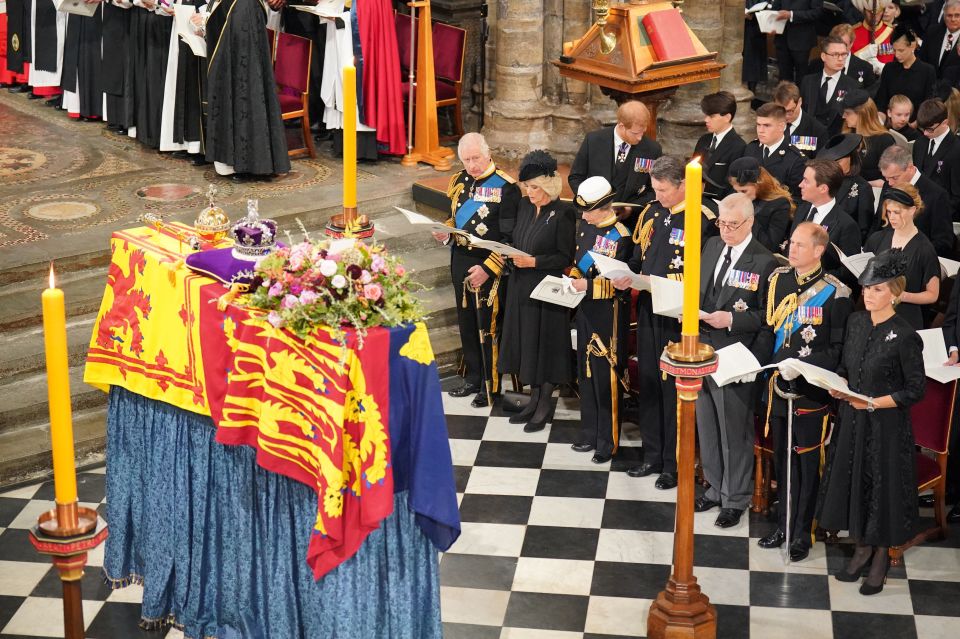 Senior royals in the front row at the Queen's state funeral