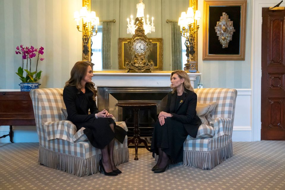 Princess Kate sat down with Ukraine’s first lady Olena Zelensky in a regal display of diplomatic Girl Power yesterday