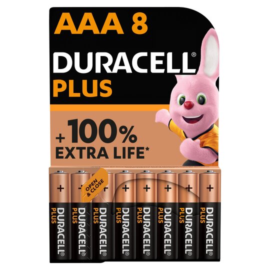 Two packs of eight AA or AAA Duracell batteries are £10 with a Tesco Clubcard