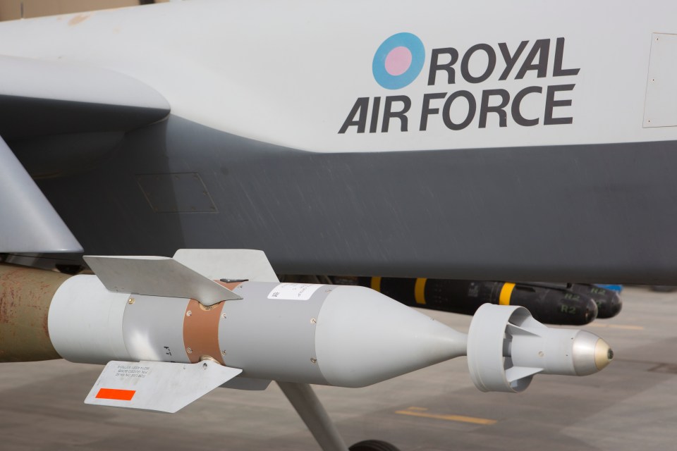 RAF drones use 500lb laser-guided bombs or Hellfire missile systems