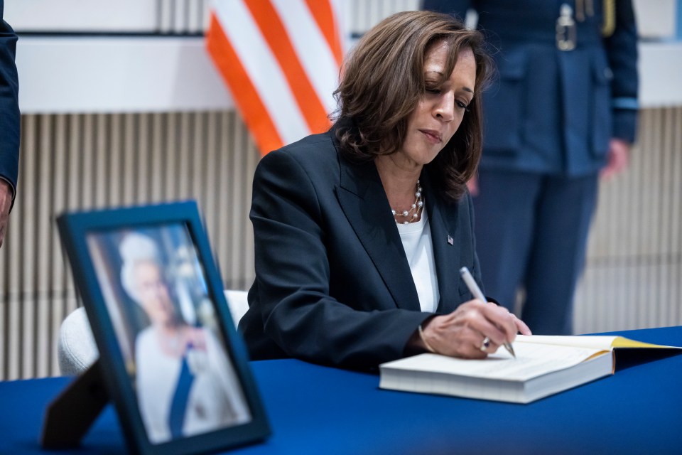 United States Vice President Kamala Harris signed a condolence book to pay her respects