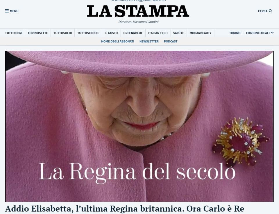 Italian daily newspaper La Stampa called the monarch the 'Queen of the century'