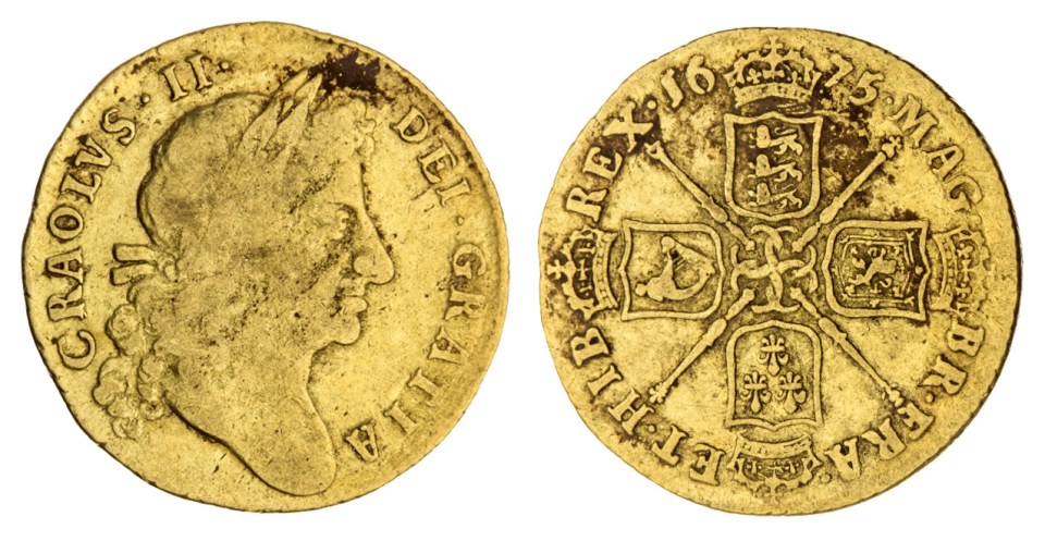 A rare Charles II guinea with a spelling mistake sold for £9,600