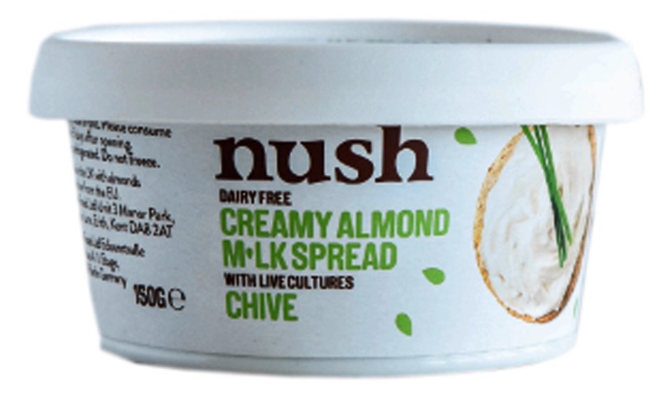 Nush almon chive cream cheese tastes great – quite tangy