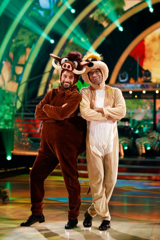 Giovanni and Richie were booted out dressed as The Lion King's Timon and Pumba