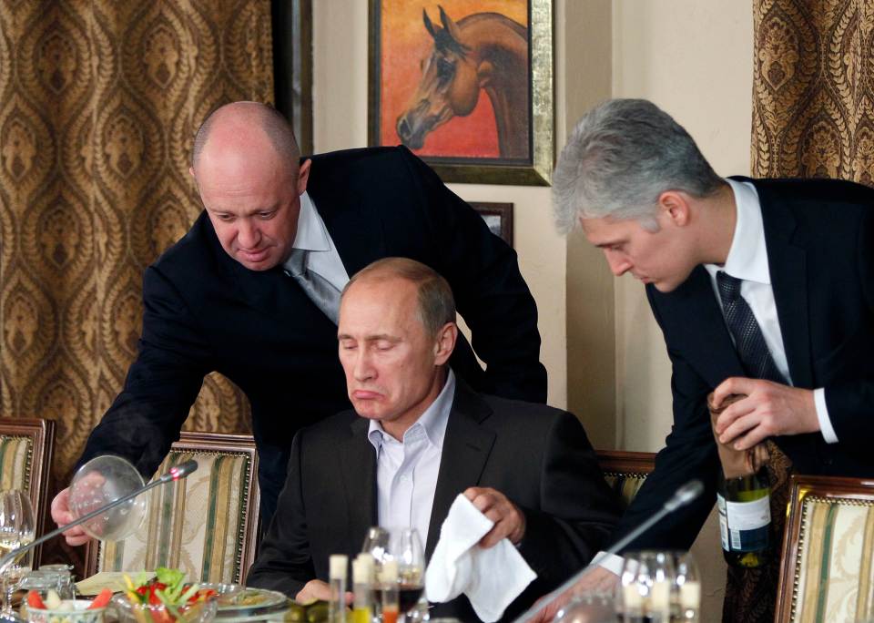 Prigozhin, left, was previously Putin's private chef, which earned him his nickname