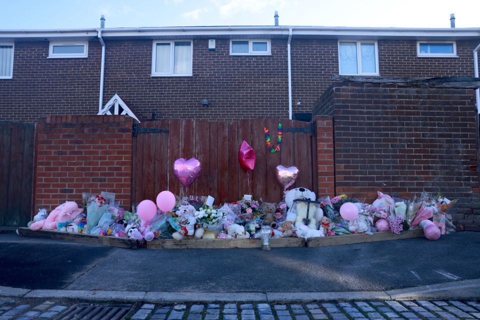 Floral tributes, messages and soft toys were laid for Maya Louise