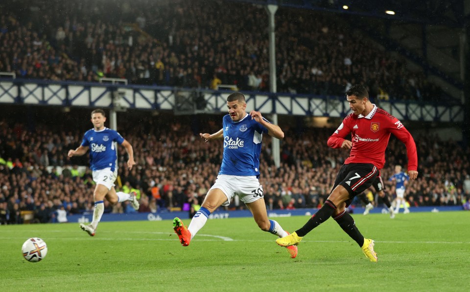 Cristiano Ronaldo scored his 700th club goal against Everton