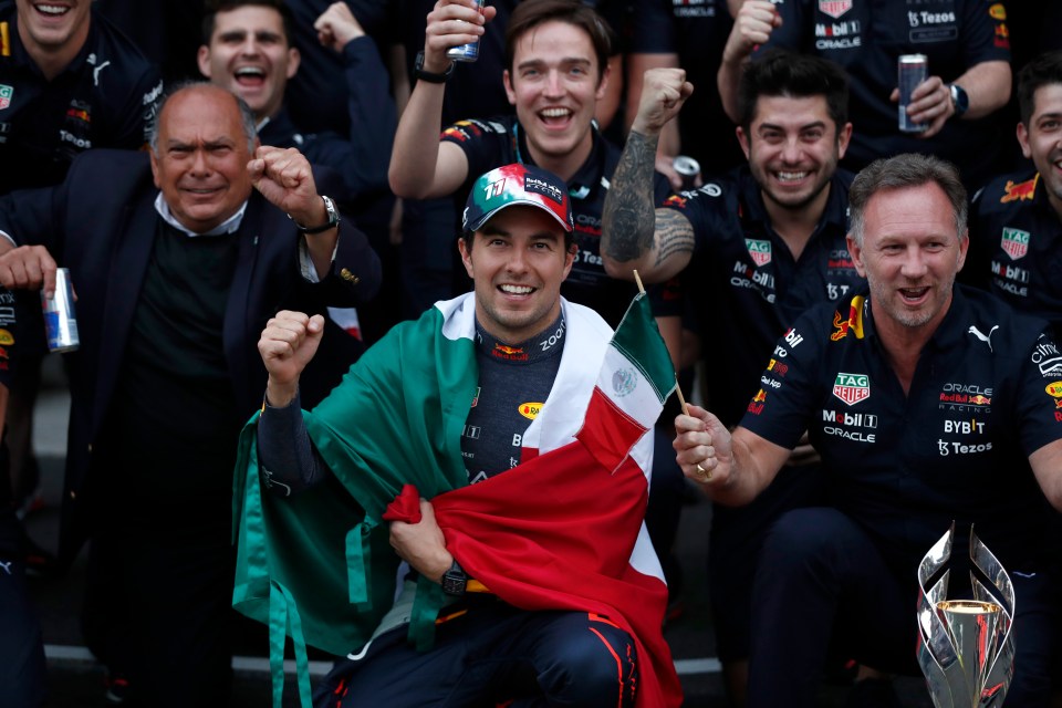 Sergio Perez celebrated a second podium at his home race in Mexico