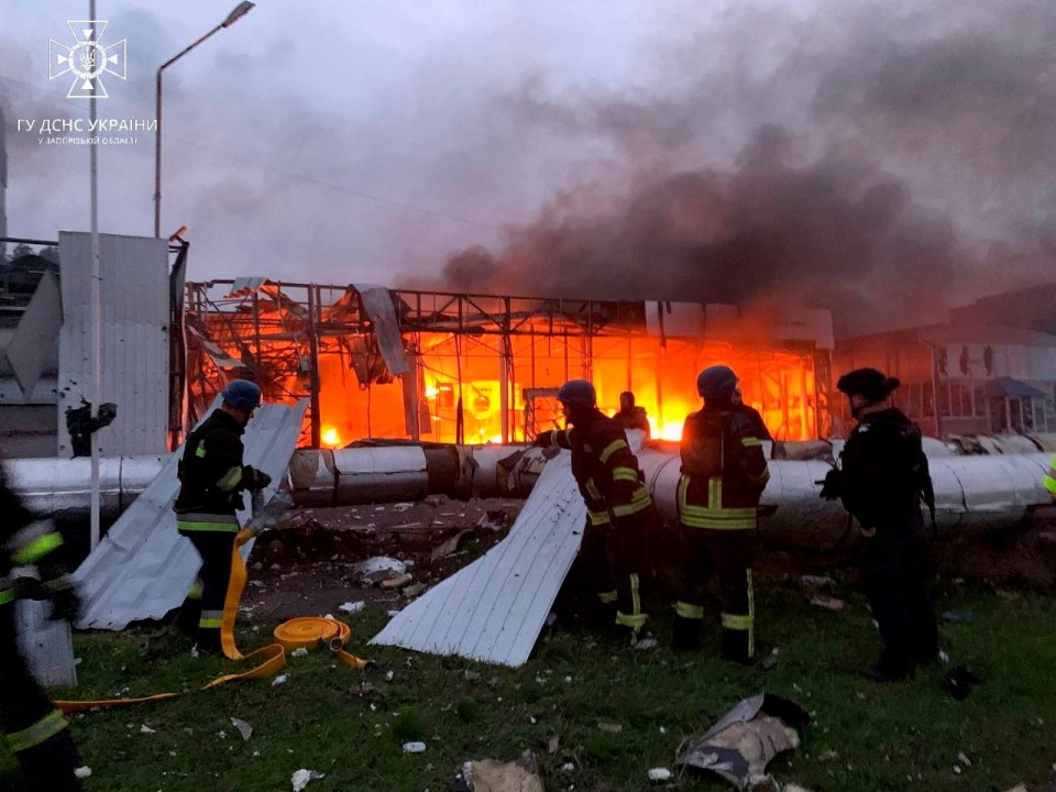 A Skoda car dealership was struck in the southern Ukrainian city