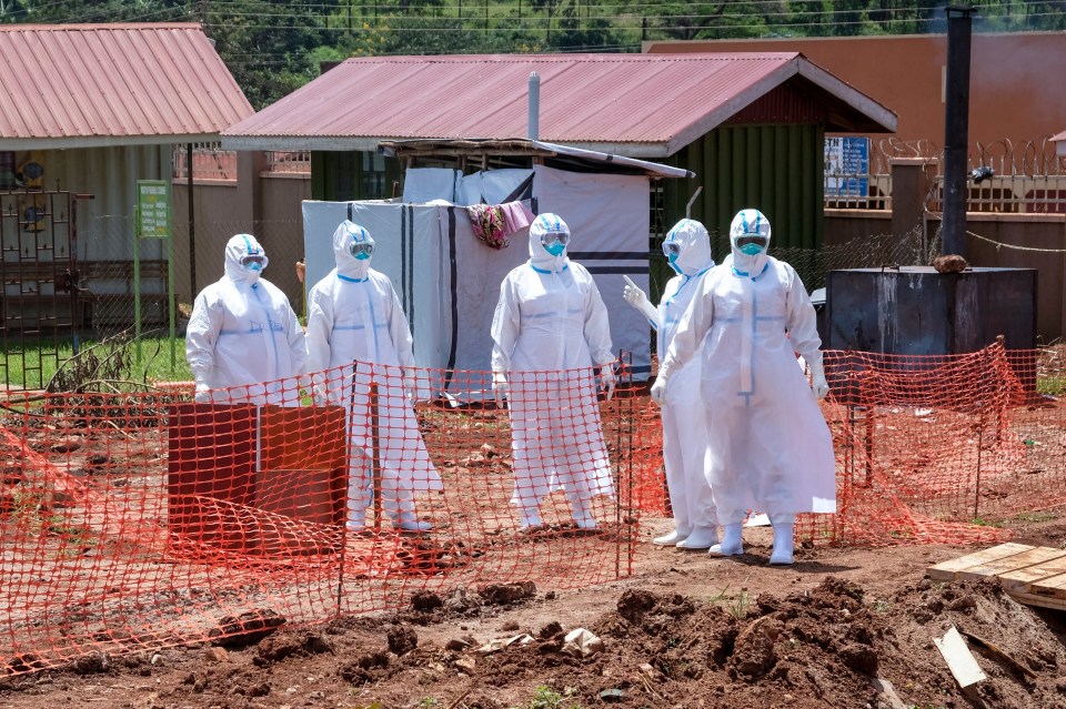 Doctors in Uganda at an Ebola isolation centre