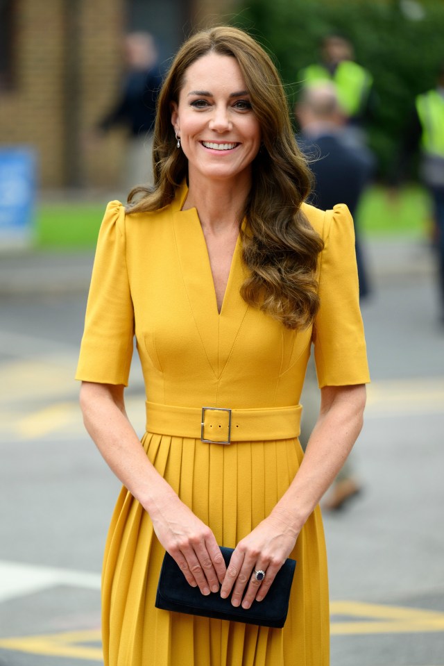 The Princess looked stunning in a Karen Millen yellow dress for the hospital visit