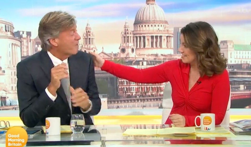 Richard Madeley recoiled as Susanna Reid reached out to touch him