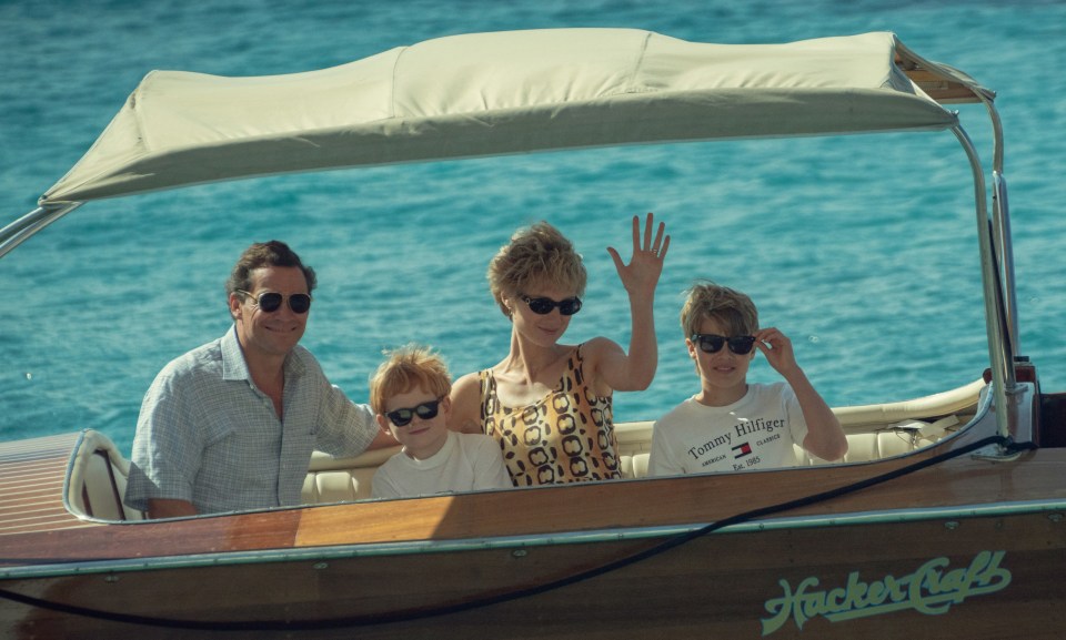 A new scene from The Crown shows Prince Charles and Princess Diana on holiday with sons Harry and William