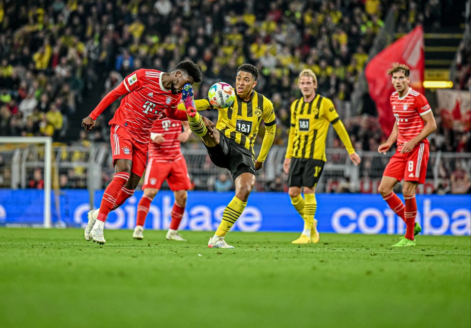 Bayern Munich star Alphonso Davies took a foot to the face by Jude Bellingham