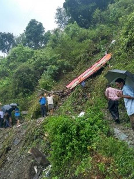 The bus, carrying around 45 passengers, plummeted down the mountain gorge