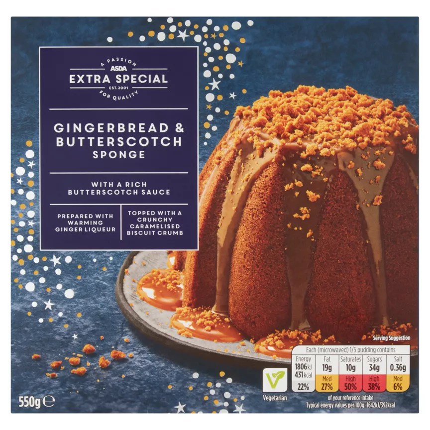 Extra special gingerbread and butterscotch star pudding, £5.50, in stores now.