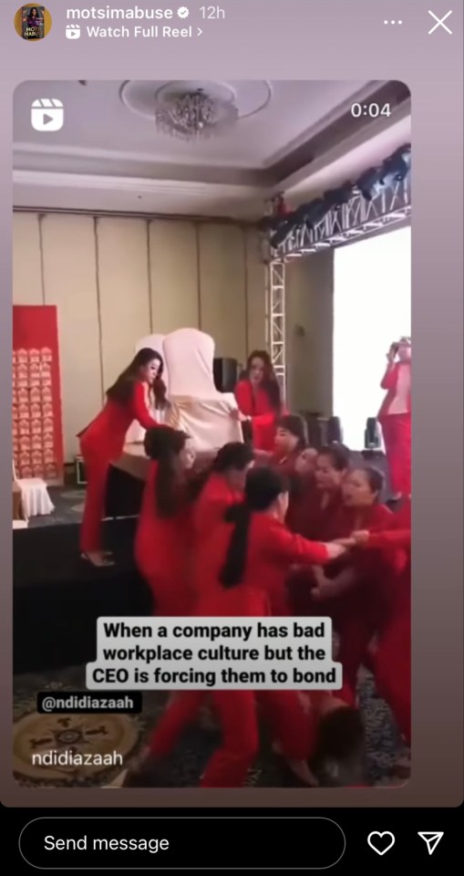 It shows the CEO being dropped by its staff