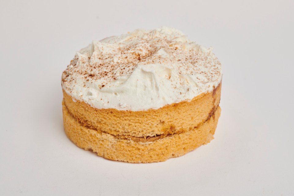 This Tesco Finest sponge cake is topped with a sweet frosting and decorated with cinnamon dusting