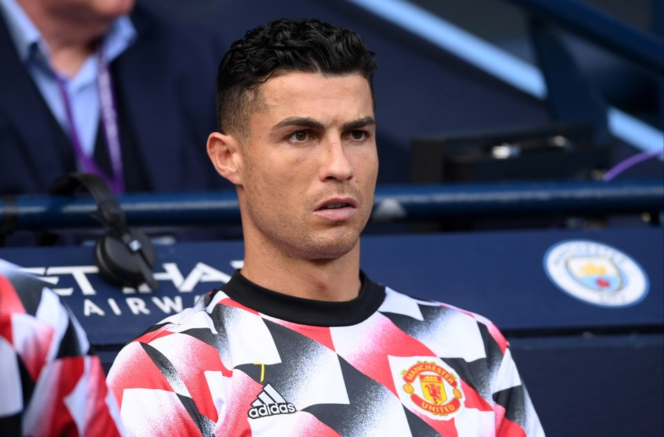 Cristiano Ronaldo watched on from the subs bench as United were blown away by City