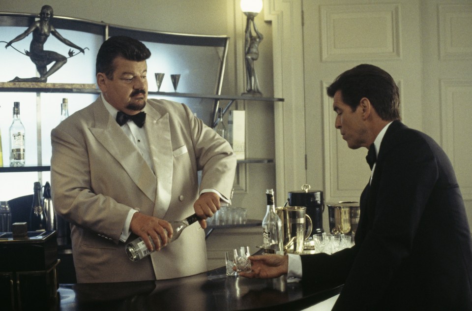 Robbie Coltrane as Valentin Dmitrovich Zukovsky with Pierce Brosnan in James Bond film The World Is Not Enough