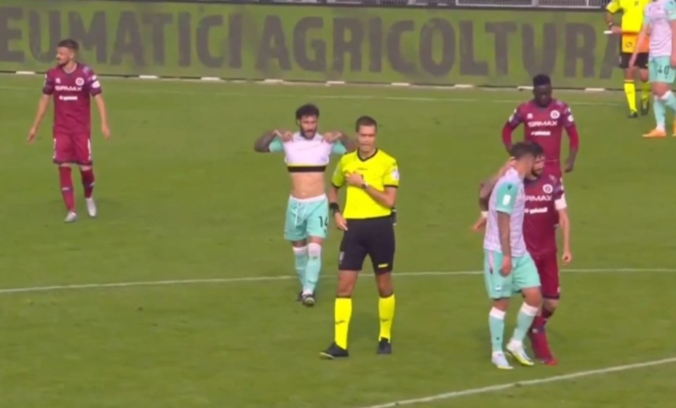 Citadella captain Simone Branca comes head-to-head with rival SPAL player