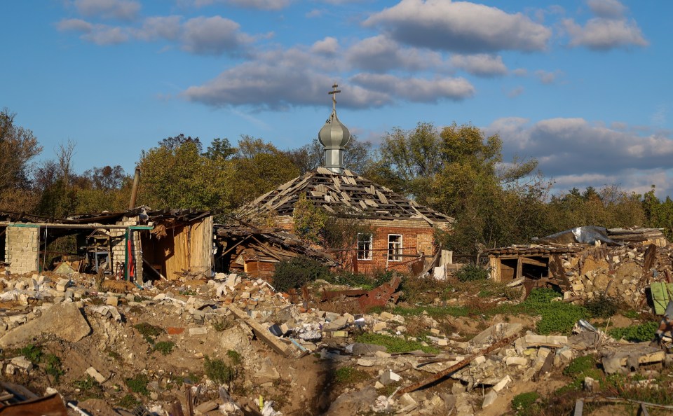 A view of damage after the attacks in Izyum in Ukraine