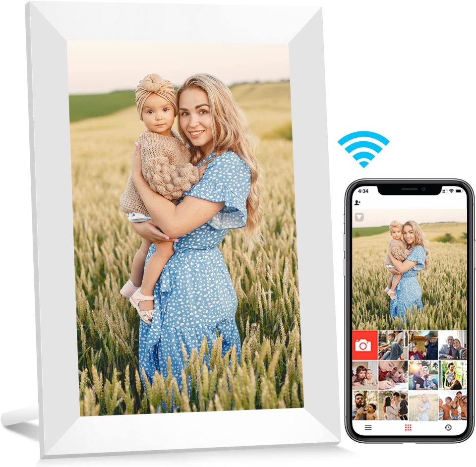 AEEZO Wifi Digital Picture Frame, IPS Touch Screen smart Cloud Photo Frame with 16GB Storage, Easy Setup to Share Photos or Videos via Free Frameo APP,...